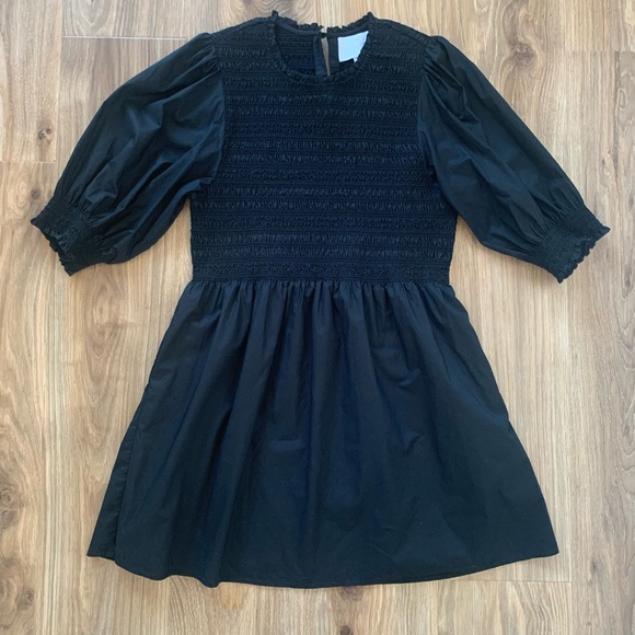 Hill House Dress XXL Vivi Nap Dress Black Smocked Puff Sleeve Mini Dress - Picture 3 of 9